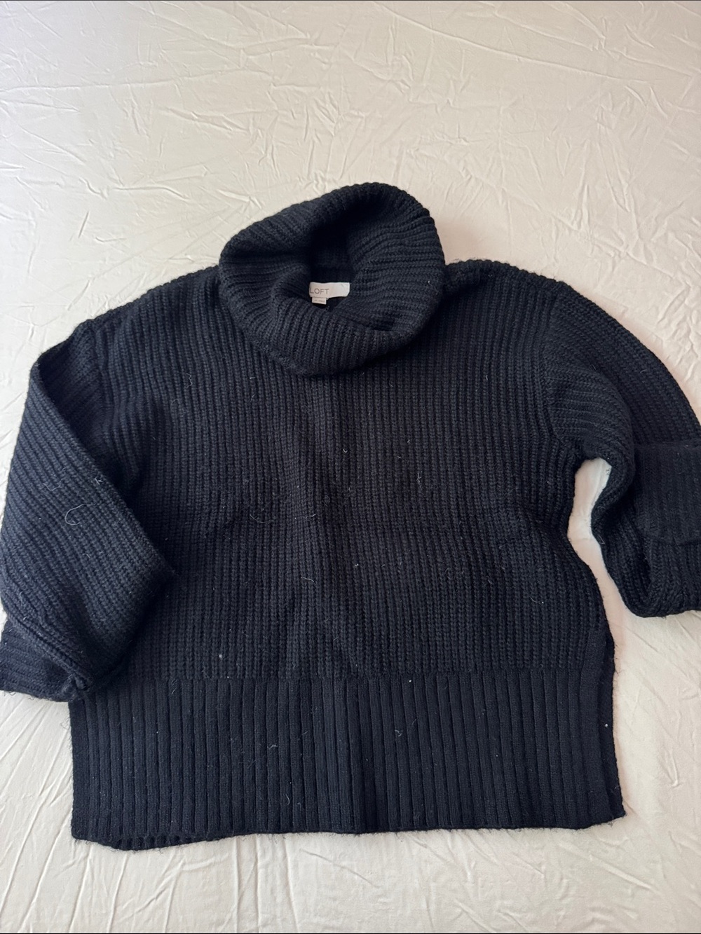 LOFT Black Chunky Ribbed Turtleneck Sweater